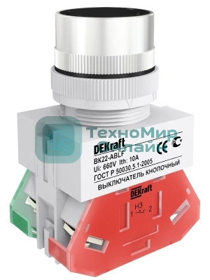 Выключатель кнопочный ABLF 22 мм черный 220В ВK-22 25012DEK DEKraft