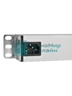 Блок розеток Rem-10 без шнура с фил. и инд., 7 Schuko, вход IEC 60320 C14, 10A, алюм., 19