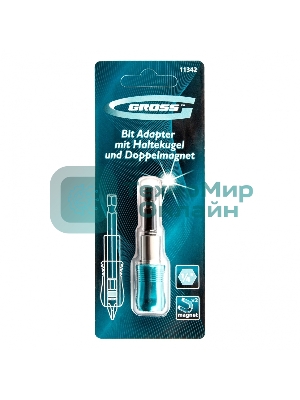 Адаптер для бит Gross 11342 с держателем и двойным магнитом, 1/4