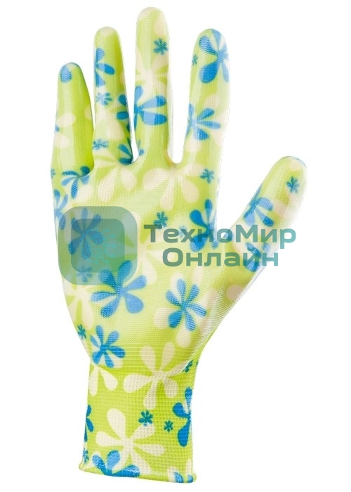 Перчатки садовые Palisad из полиэстера с нитрильным обливом, зеленые, S