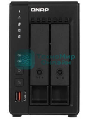 SMB QNAP TS-253E-8G NAS, 2-tray w/o HDD. 2xHDMI-port. 4-core Celeron J6412 2-2.6 GHz, 8Gb DDR, 2x2.5Gb LAN, 2 x M.2 2280 PCIe Gen 3 x2, 2x USB 3.2 Gen 2 (10Gbps) Port, 2x USB 2.0 port