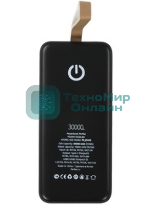 Портативный аккумулятор Perfeo Powerbank Atomic Age 30000 mAh/LED дисплей/PD + QC 3.0/Type-C/2 USB/Выход: 5A, max 22.5Wчерный (PF_E1478)