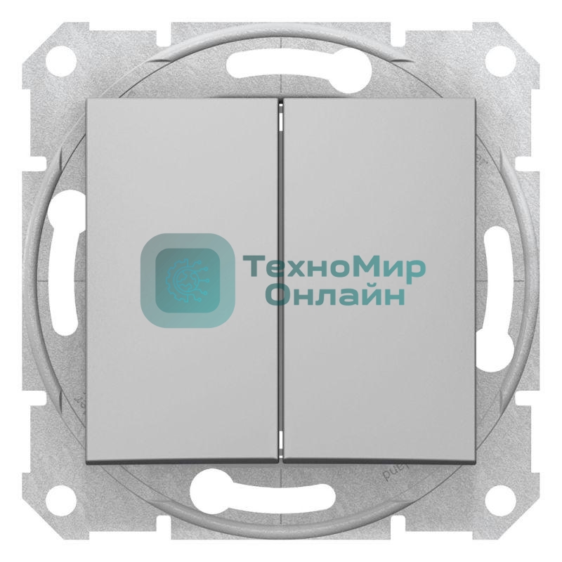 Механизм выключателя 2-кл. СП Sedna 10А IP20 алюм. SchE SDN0300160