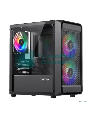 Компьютерный корпус XASTRA A303M 3FRGb Black mATX/Mesh/ tempered glass/2x140мм + 1x120мм FRGb fans/ A303M-2FC14F-1FC12F