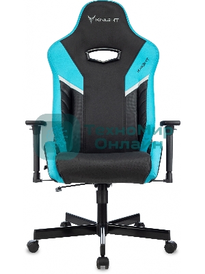 Кресло Knight Thunder 5X черный/голубой, экокожа, 120 кг, механизм качания