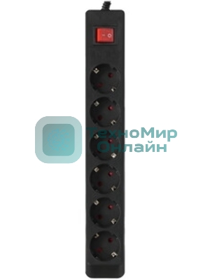 Сетевой фильтр SVEN Optima 3,0 м (6 розеток с защитными шторками) черный, цветная коробка