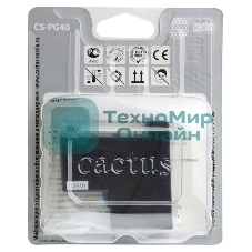 Картридж струйный Cactus CS-PG40 черный (18 мл) для Canon Pixma MP150/MP160/MP170/MP180/MP210/MP220/MP450/MP460/MP470/iP1200/iP1300/iP1600/iP1700/iP1800/iP190