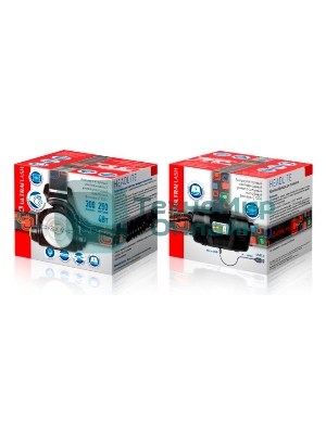 Фонарь Ultraflash налобный с аккумулятором E1336 3,7В, черный, 1LED, 4 Ватт, фокус, 2 ак 4 реж, сенсор, бокс