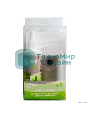 Чистящий набор (салфетки + спрей) Cactus CS-S3001E для экранов и оптики 1 шт 18x18 см 100 мл