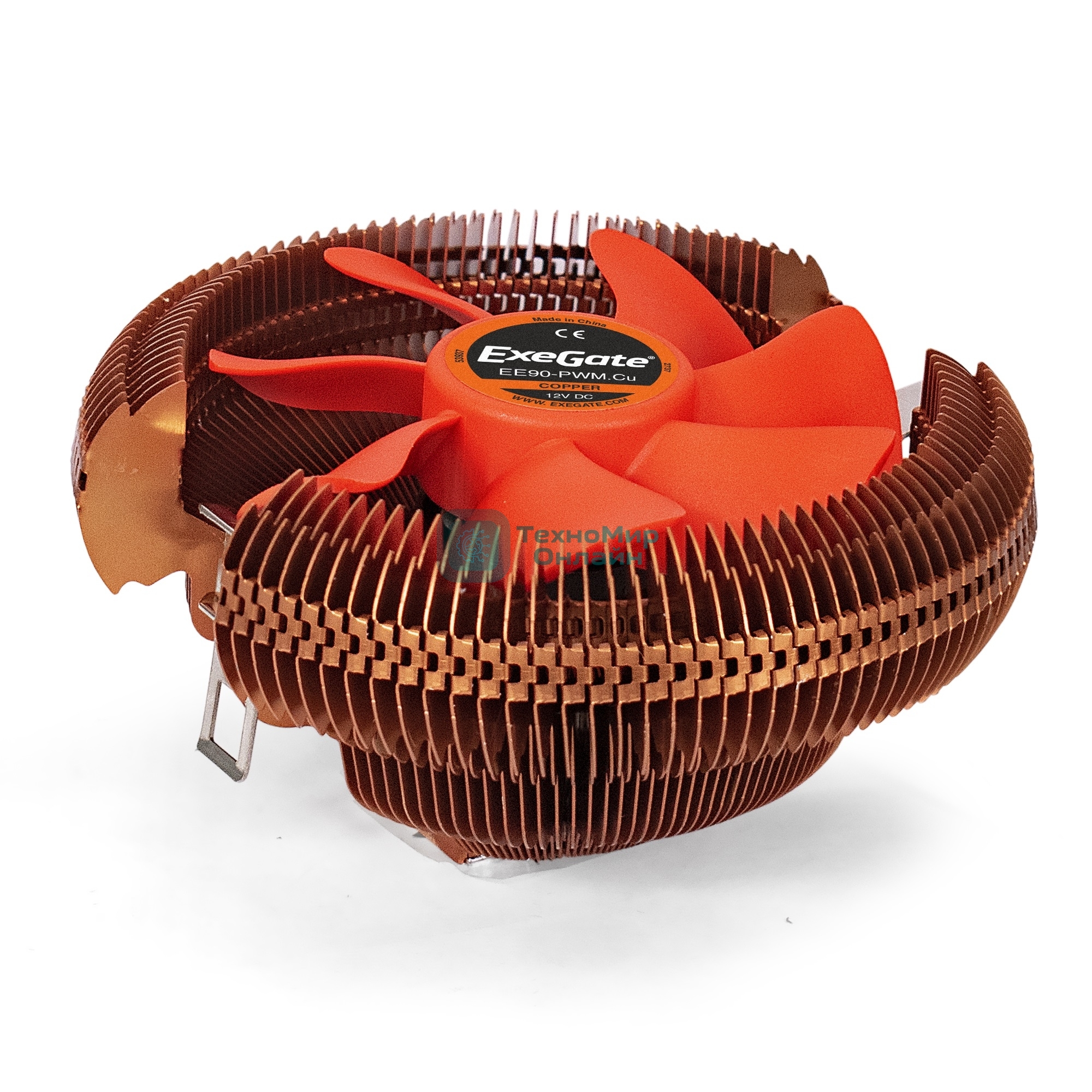Кулер для процессора ExeGate EE90-PWM.Cu бронзовый, 90 мм, алюминий/медь, 2400 об/мин, 24 дБ, 4 pin, 80 Вт, 58 мм
