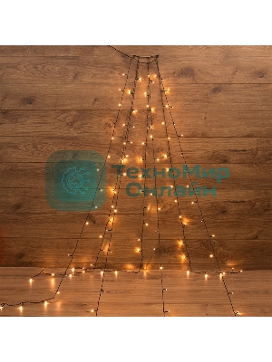 Елочная гирлянда с кольцом Neon-night, 7 нитей по 1,5 метра, цвет диодов теплый белый, не соединяется