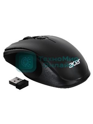 Мышь беспроводная Acer OMR030 черный, 1600 dpi, радиоканал, USB, кнопки - 4
