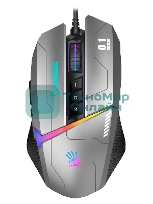 Мышь проводная A4Tech Bloody W60 Max серый/черный, 10000 dpi, USB, кнопки - 10