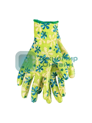 Перчатки садовые из полиэстера с нитрильным обливом, зеленые, L Palisad