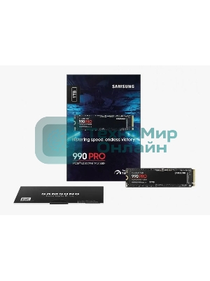 Накопитель SSD Samsung 990 PRO, 1000Gb, PCIe 4.0 x4, M.2 2280, NVMe, R/W 7450/6900
