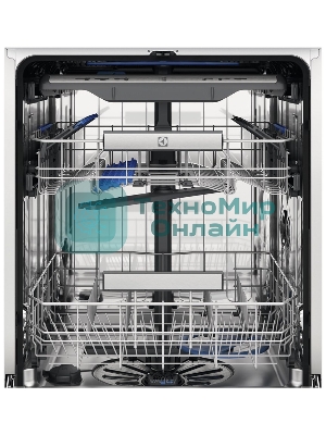Встраиваемая посудомоечная машина ELECTROLUX EEG88600W/Встраиваемая полногабаритная посудомоечная машина, загрузка на 14 комплектов посуды, сенсорное управление, 8 программ, 59.6x56x82 см, черный, сушка: с открыванием дверцы, индикация на полу: проекция дисплея