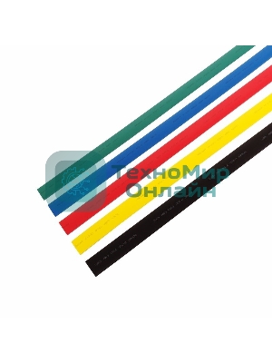 Термоусаживаемые трубки Rexant 20,0/10,0 мм, набор пять цветов, упаковка 25 шт. по 1 м
