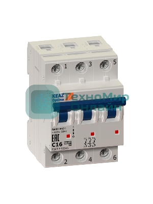 Выключатель автоматический модульный 3п C 25А 6кА OptiDin BM63-3C25-УХЛ3 КЭАЗ 260794