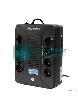 Источник бесперебойного питания SMARTWATT UPS SAFE PRO LCD 600 Line-interactive 600VA/360W Brick (Euro x8, USB, RJ11/RJ45 protection, LCD, 275x210x9