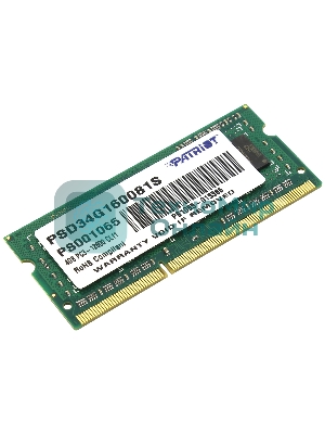 Оперативная память Patriot, DDR3L, 4GB (1x4 GB), 1600 MHz, CL11, SO-DIMM