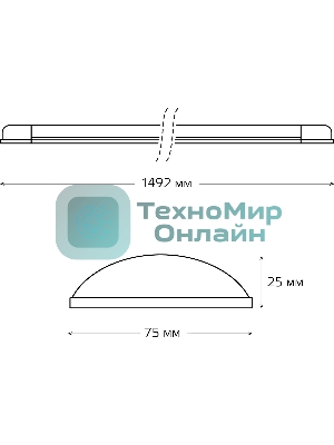 Светильник линейный Gauss WLF-1 50W 4550lm 6500K 185-265V IP20 1492x75x25мм алюминий LED 1/20
