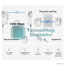 Комплект гигабитных адаптеров Powerline с розеткой Mercusys MP500P KIT