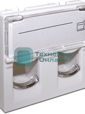 Вставка 45x45 на 2 модуля, со шторкой и увеличенным окном маркировки, белая