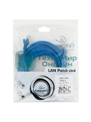 Патч-корд UTP Cablexpert cat.5e, 5м, литой, многожильный, синий