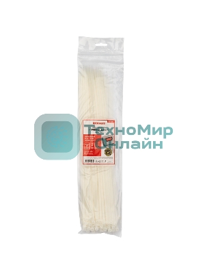 Хомут-стяжкa нейлоновая с тройным замком Rexant 400x4,8 мм, белая, упаковка 100 шт.