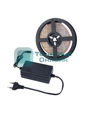 Комплект светодиодной ленты 5 м с блоком питания IP65, теплое белое свечение 3000 К LAMPER