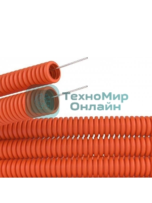 Труба гофрированная из ПНД Rexant с зондом ø 16 мм, оранжевая (100 м/уп.)