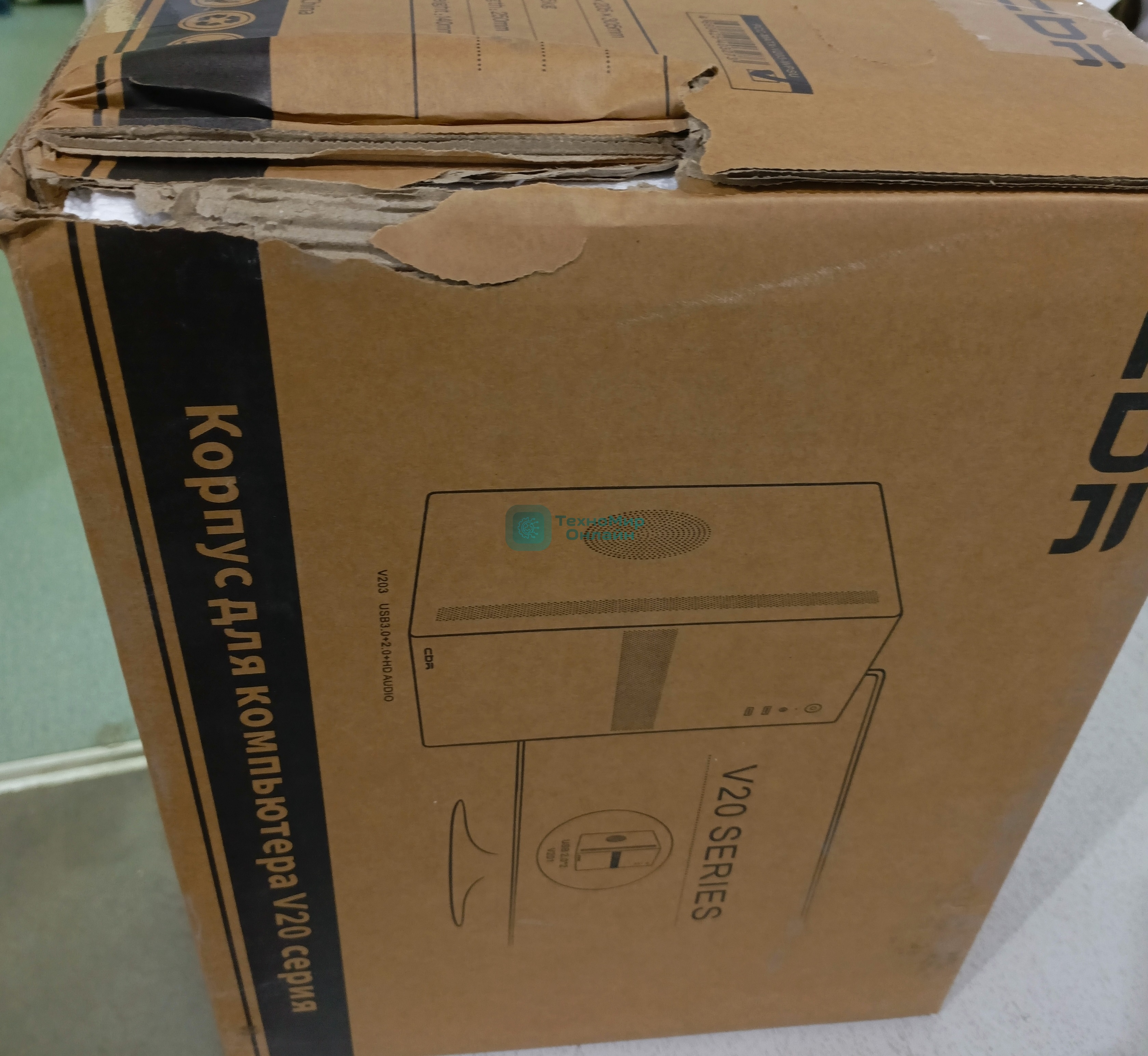 (Поврежденная упаковка) Компьютерный корпус CBR mATX Minitower V203, без БП, 1хUSB 3.0, 1хUSB 2.0, HD Audio+Mic, черный PCC-MATX-V203-WPSU
