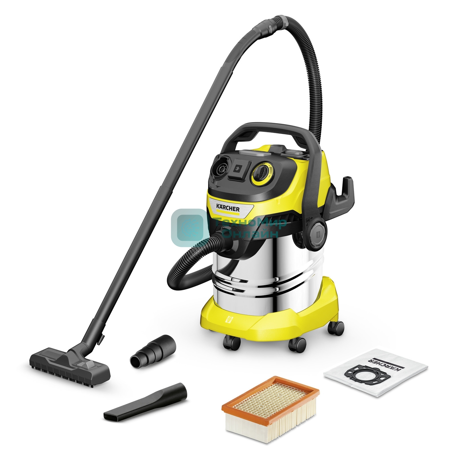 Строительный пылесос Karcher WD 5 P S V-25/5/22 1100Вт (уборка: сухая/сбор воды) желтый