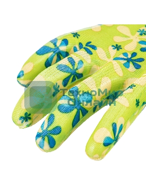 Перчатки садовые из полиэстера с нитрильным обливом, зеленые, L Palisad