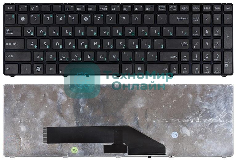 Клавиатура для ноутбука Asus K50 K60 K70 черная с рамкой
