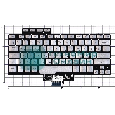 Клавиатура для ноутбука Asus ROG Zephyrus G14 GA401 серебристая c подсветкой маленький энтер