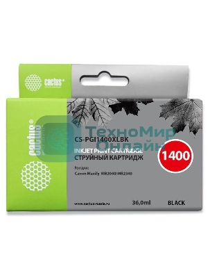 Картридж струйный Cactus CS-PGI1400XLBK черный (36 мл) для HP Canon MB2050/MB2350/MB2040/MB2340