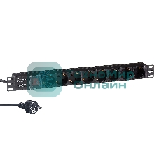 Блок розеток горизонтальный ExeGate ServerPro PDU-19H804 Al-8S-EU2.5-SW, 19