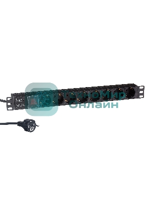 Блок розеток горизонтальный ExeGate ServerPro PDU-19H804 Al-8S-EU2.5-SW, 19