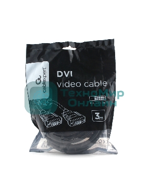 Кабель DVI-D dual link Cablexpert CC-DVI2L-BK-10, 25M/25M, 3.0м, CCS, черный, экран, феррит.кольца, пакет