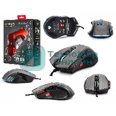 Мышь проводная Crown Gaming CMXG-711 черный, 4000 dpi, USB, кнопки - 8