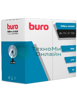 Кабель сетевой Buro UTP 4 пары cat5E solid 0.40мм CCA 100м серый