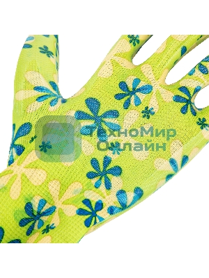 Перчатки садовые из полиэстера с нитрильным обливом, зеленые, L Palisad