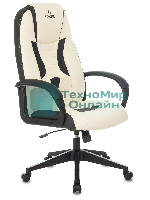 Кресло Бюрократ Zombie 8 белый/черный, экокожа, 120 кг, механизм качания