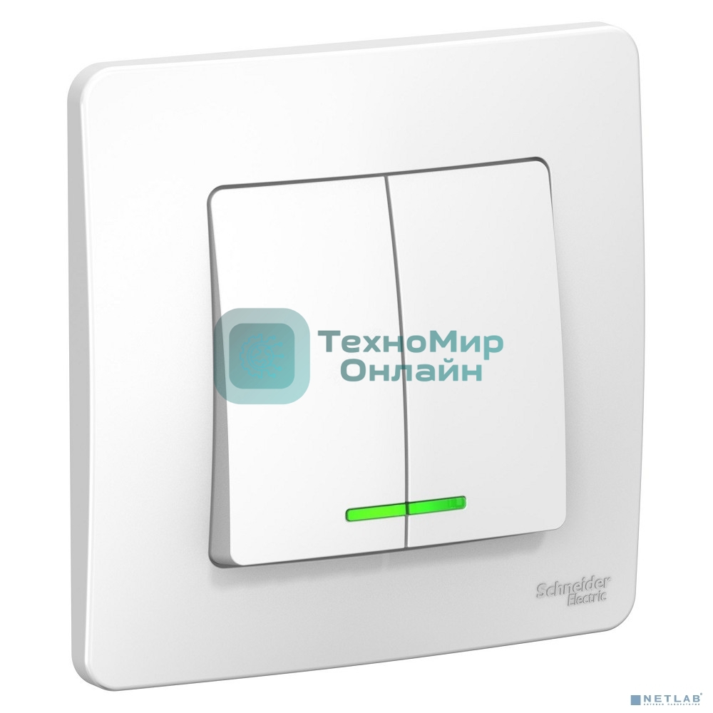 Выключатель 2-клавишный с подсветкой, 6А, 250В SE Blanca внутр Бел