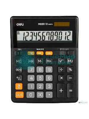 Калькулятор настольный Deli EM888 черный 12-разр.