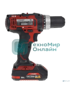 Дрель-шуруповерт Зубр ДШЛ-185-22, 18 В, 2 Ач, 40 Нм, щеточный