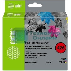 Картридж струйный Cactus CS-CLI426BK/M/C/Y черный/голубой/желтый/пурпурный набор (33.6мл) для Canon Pixma MG5140/5240/6140/8140/MX884