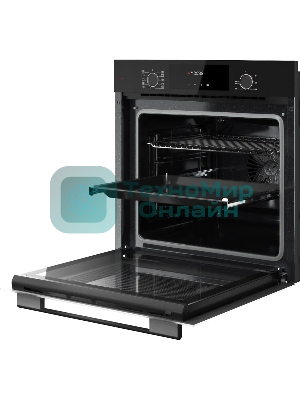 Встраиваемый духовой шкаф Kuppersberg HF 609 B, High-Tech, объем 80 л, 10 режимов работы, телескопические направляющие, цифровой таймер, 2 стекла в дверце, утапливаемые переключатели, энергоэффективность А, черный