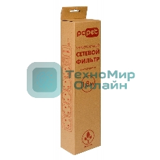 Сетевой фильтр PC Pet AP01006-E-GR 1.8м, 5 розеток, серый